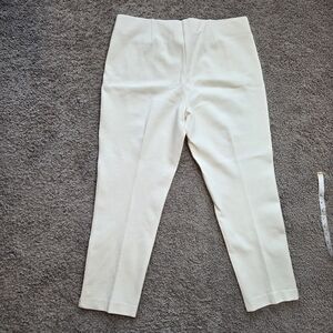 Chico's Women Ankle Casual Pants Size 2 White Solid Cotton Stretch Slimming